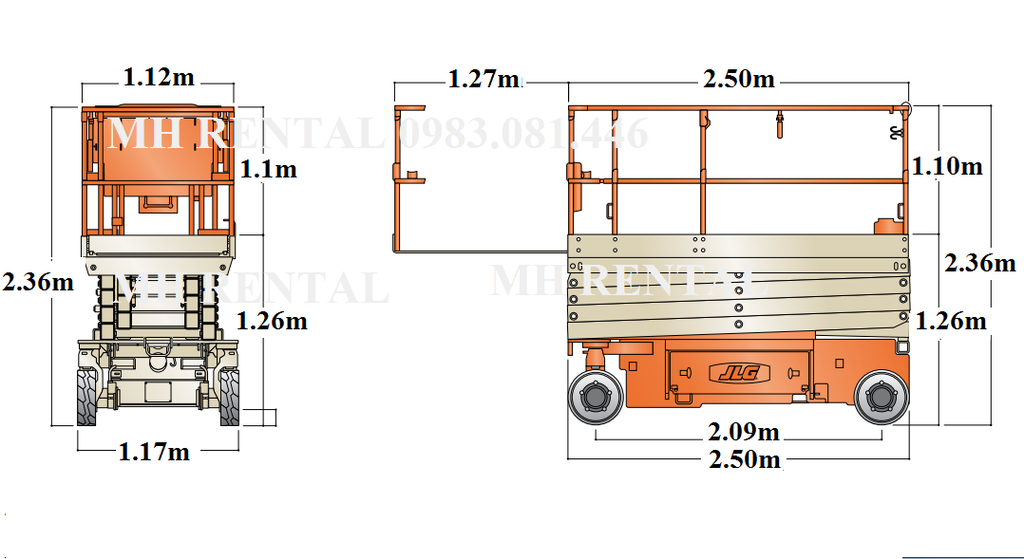 xe nâng người cắt kéo 12m làm việc JLG 3246ES