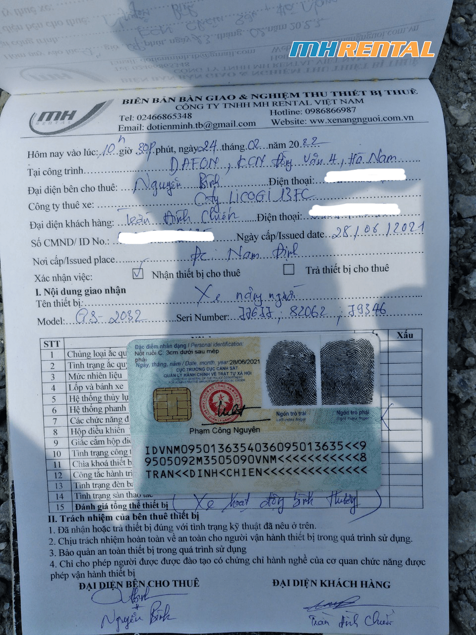 Biên bản giao thuê xe