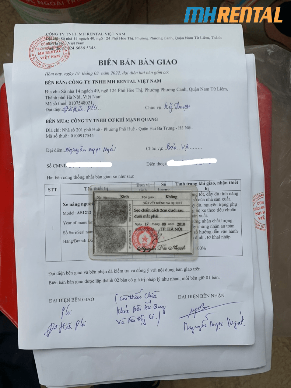 Biên bản bàn giao